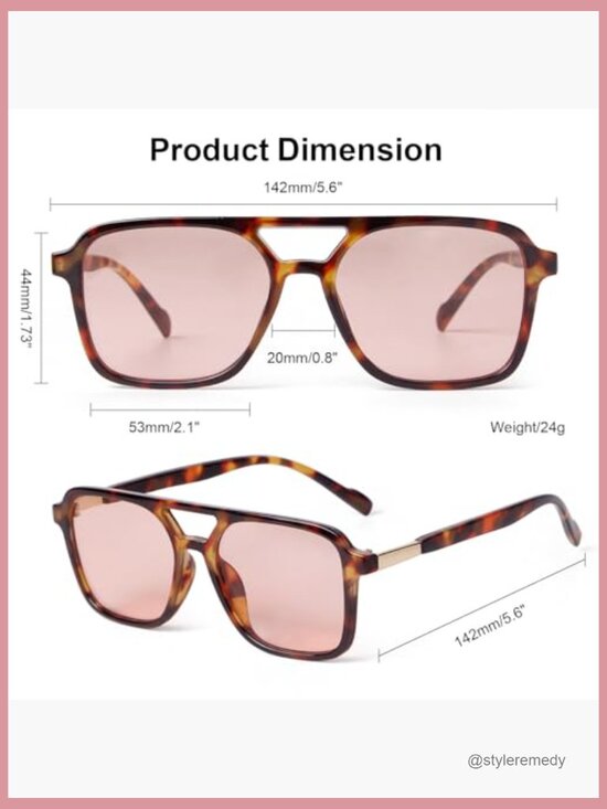 Retro Aviator Sunglasses with Plastic Frames and UV400 Protection main image 6